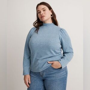 NWT Madewell Jacquard Puff-Sleeve Mockneck Top size 4x